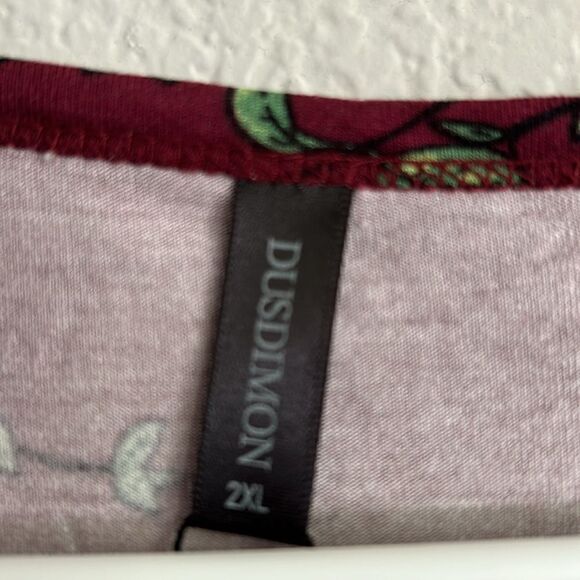 DUSDIMOn NWT dress size 2xl burgundy flowers print - Picture 2 of 5